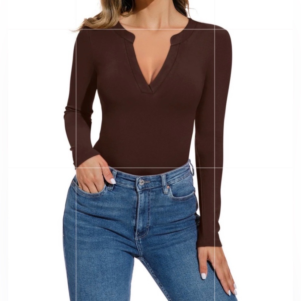 ReoRia Chocolate Brown Long Sleeve Bodysuit